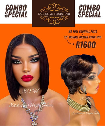 Full Frontal Pixie PLUS 12" Double Drawn Kink Wig