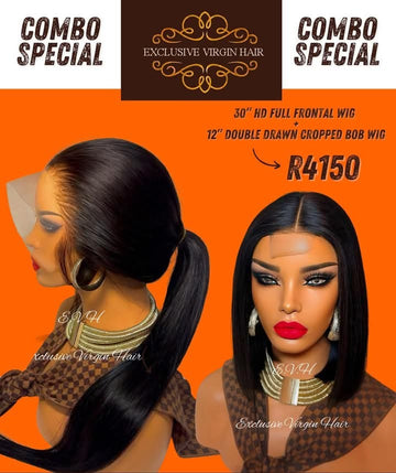 30" Full Frontal Wig PLUS 12" Double Drawn Cropped Bob Wig