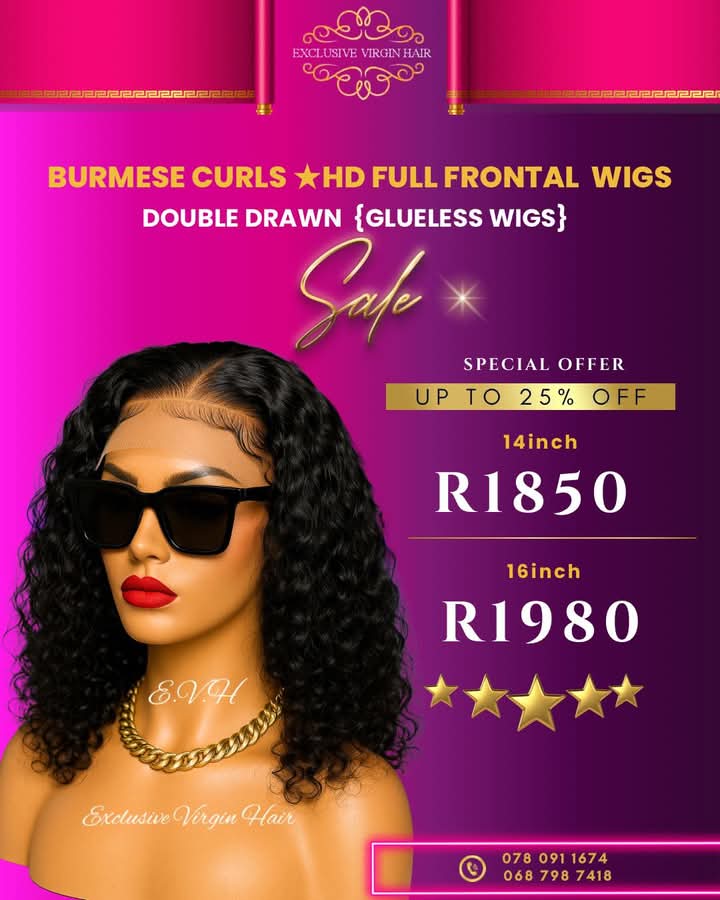 Full Frontal Curly Burmese Lace Wig 12" - 30"