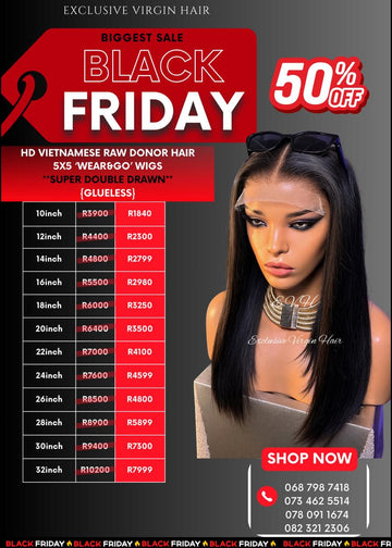 Vietnamese Raw 5x5 Wear & Go Glue-less Wigs