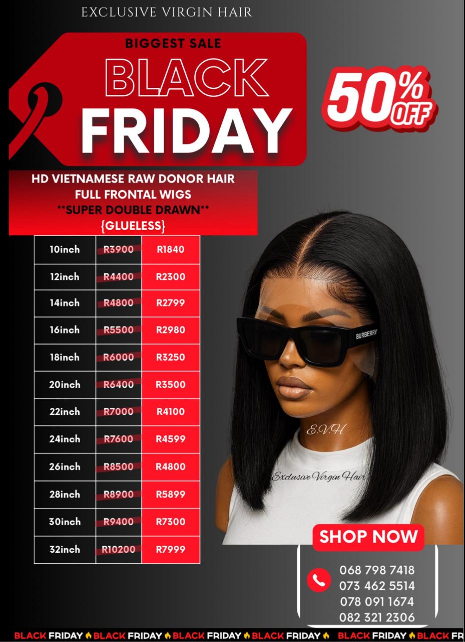 Vietnamese Bone Straight HD Full Frontal Lace Wig 10" - 32"