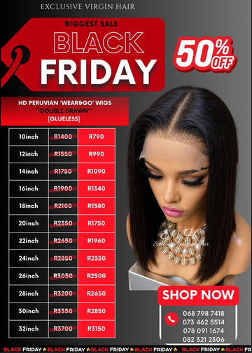 Wear & Go Straight Lace Wig, Natural Colour, 10" - 32"