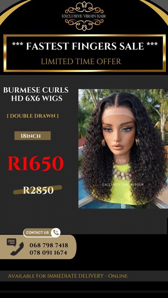 18" Burmese Curls HD 6x6 Wig