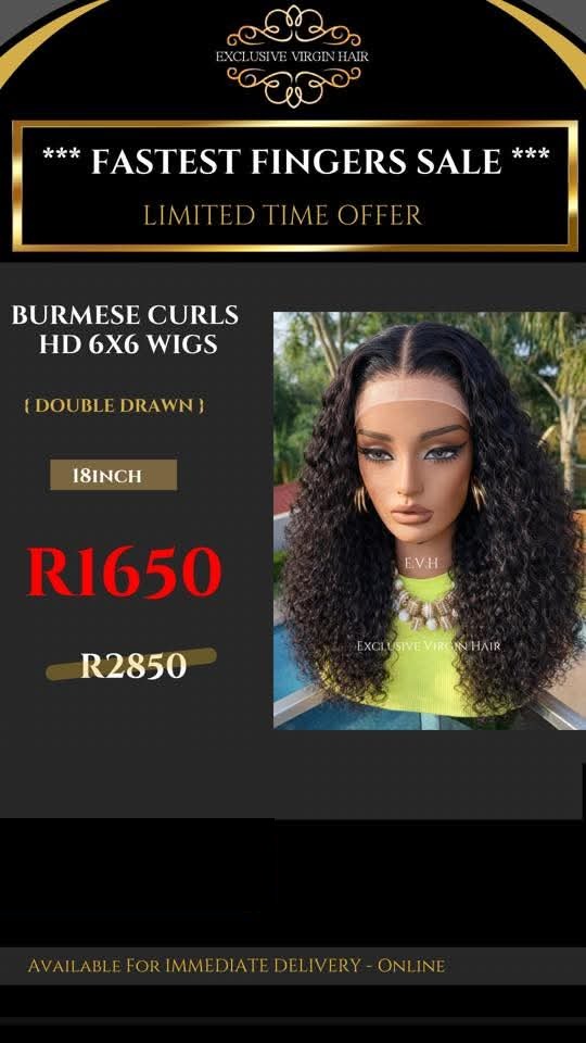 18" Burmese Curls HD 6x6 Wig