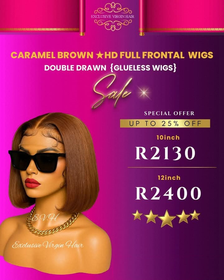 Caramel Brown Full Frontal Wigs