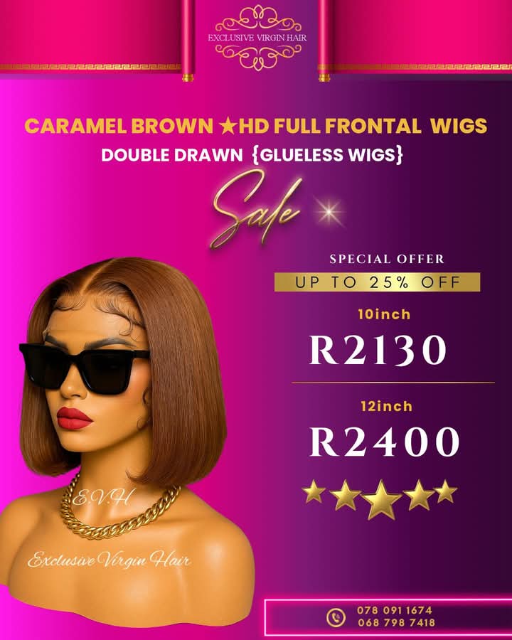 Caramel Brown Full Frontal Wigs