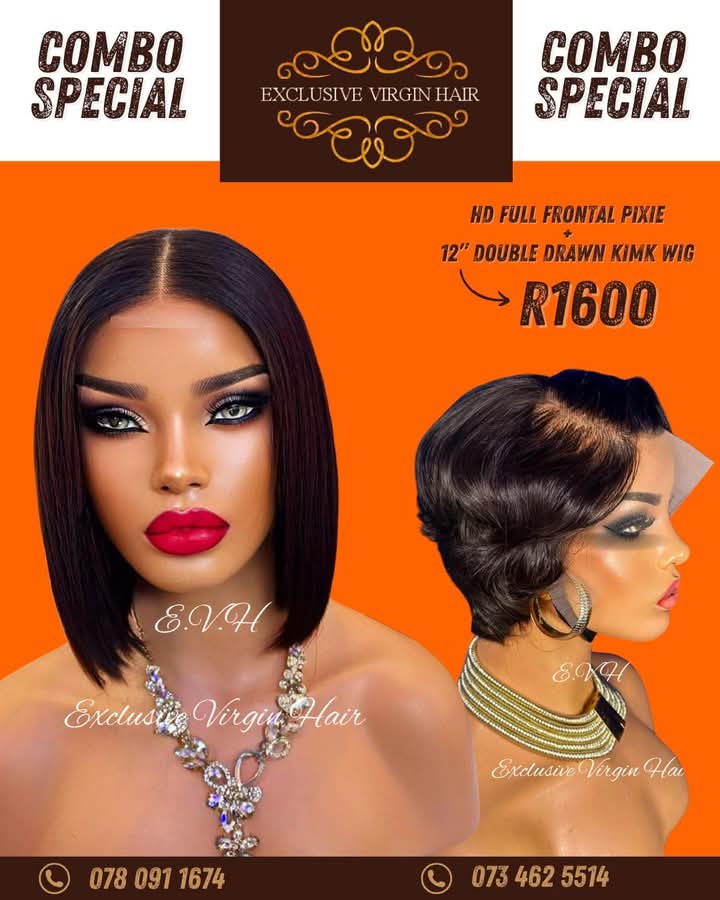 Full Frontal Pixie PLUS 12" Double Drawn Kink Wig
