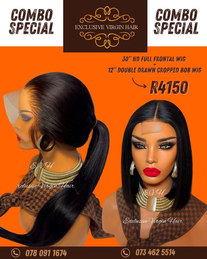 30" Full Frontal Wig PLUS 12" Double Drawn Cropped Bob Wig