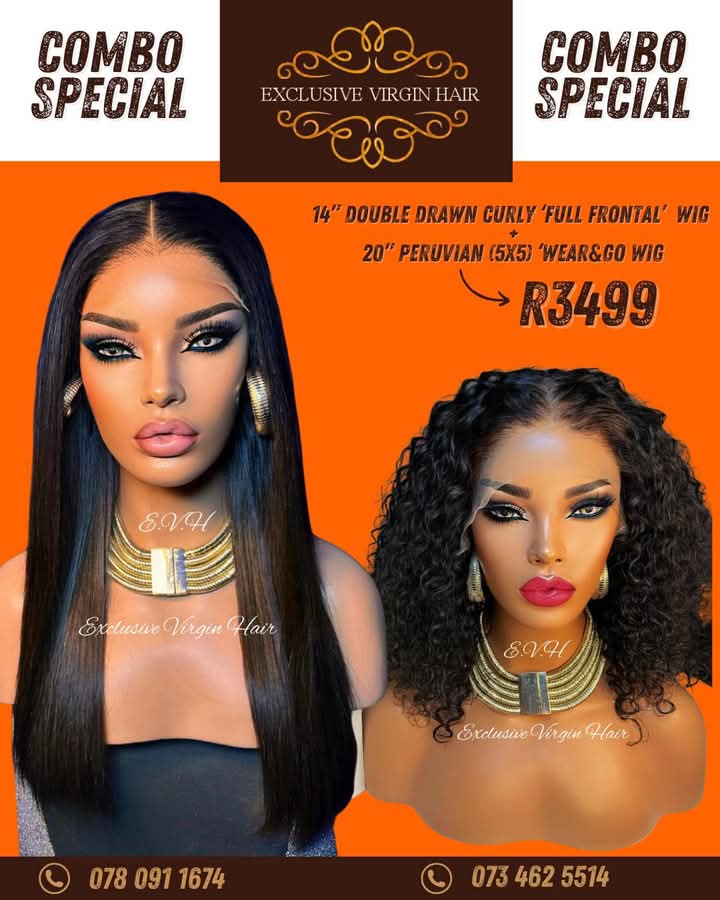 14" Double Drawn Curl Full Frontal Wig PLUS 20" Peruvian (5x5) Wear and Go Wig