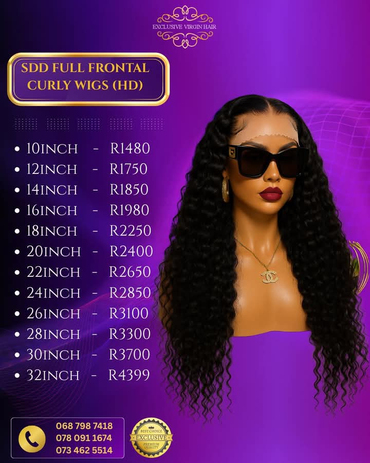 Full Frontal Curly Burmese Lace Wig 12" - 30"