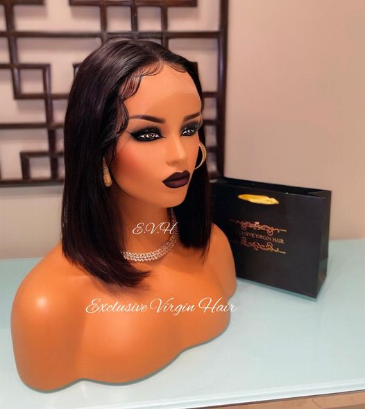 12" Full Frontal Peruvian Hair Lace Wig