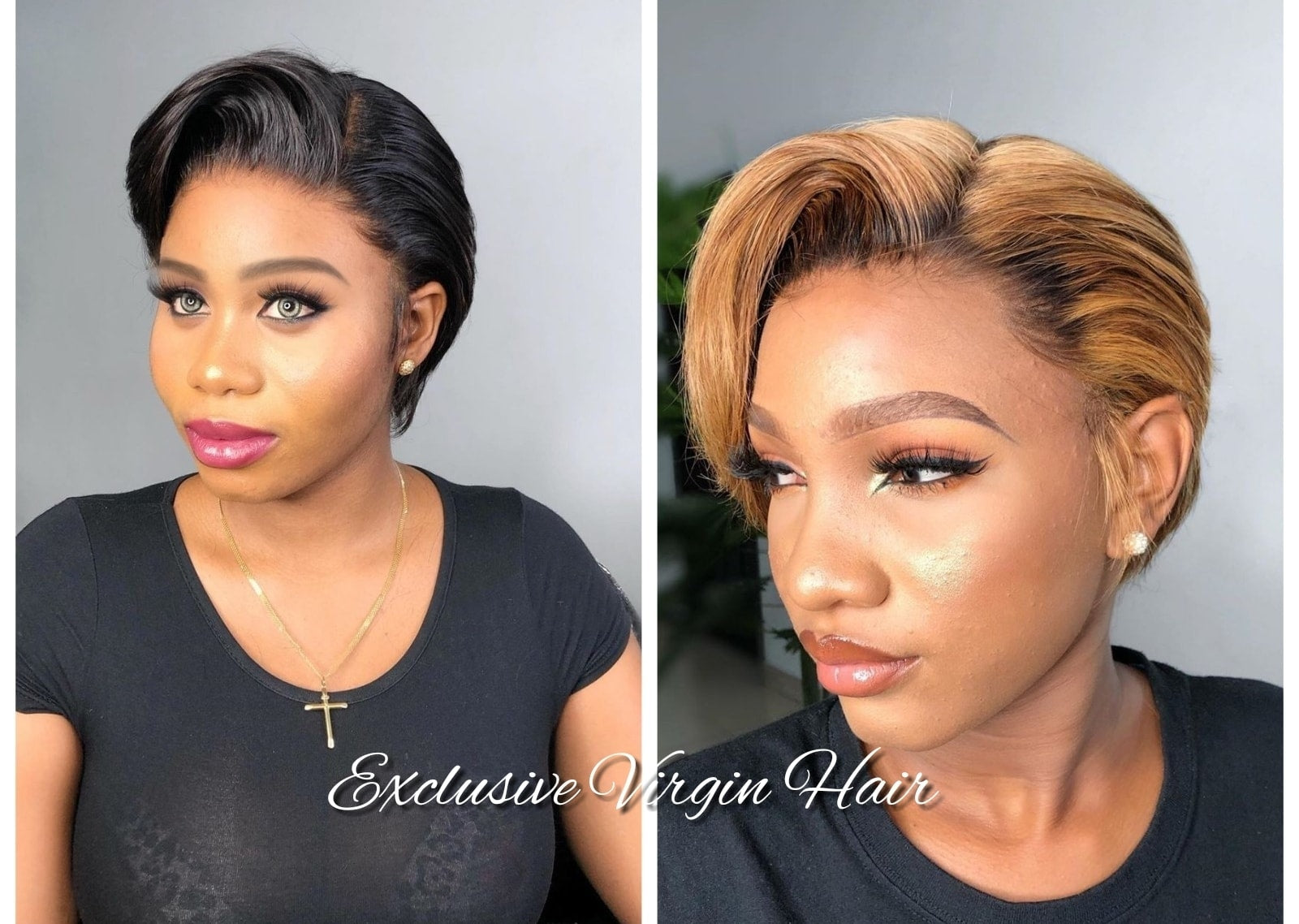 Full Frontal Pixie Lace Wigs - Natural Colour & Ombre